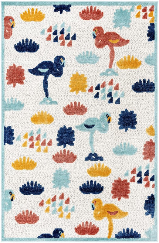 5' 3 x 8' Blevins · Border Outdoor Rug, white