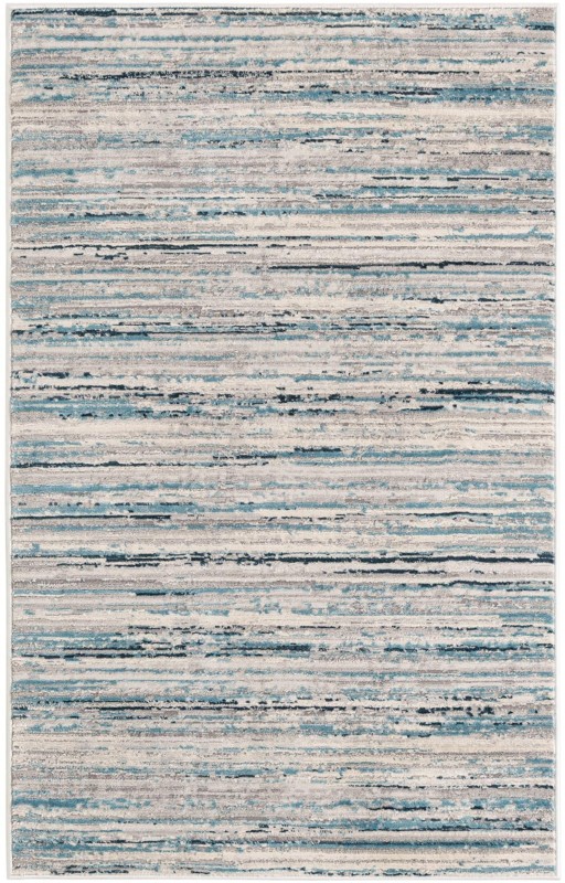 Worley · Lines rug, ivory and blue