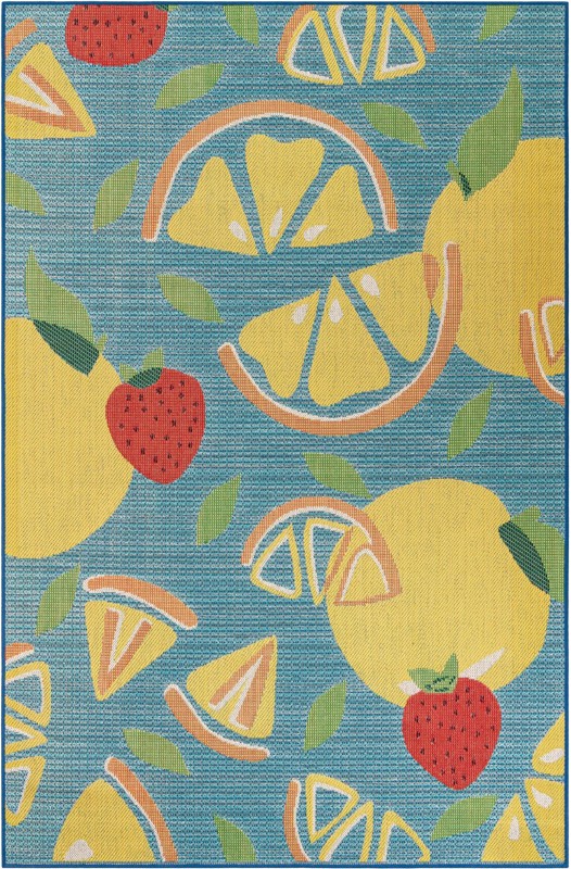 6' 1 x 9' Masterson · Border Outdoor Rug, blue