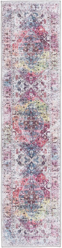 Trillium · Distressed medallion Washable Rug, ivory and multi