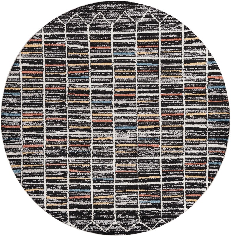 7' x 7' Brenton · Geometric grid rug, black and multicolor