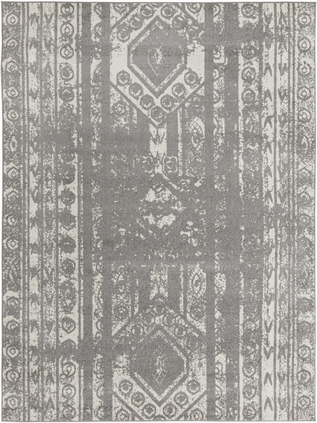 9' x 12' Underhill · Tribal stripe rug, gray and ivory