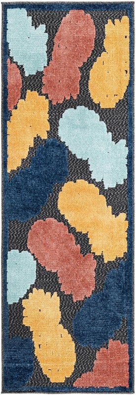 2' x 6' Ewell · Abstract Outdoor Rug, black