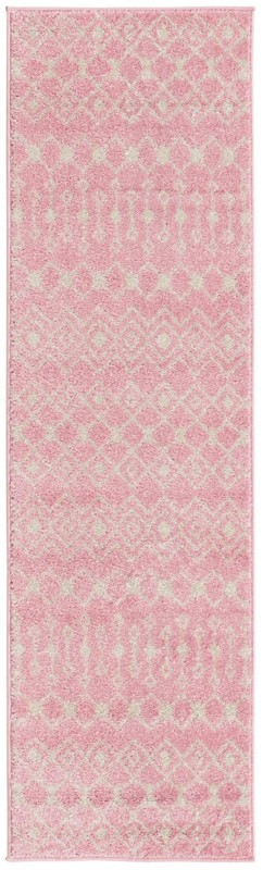 2' x 7' Boswell · Geometric trellis rug, pink and ivory