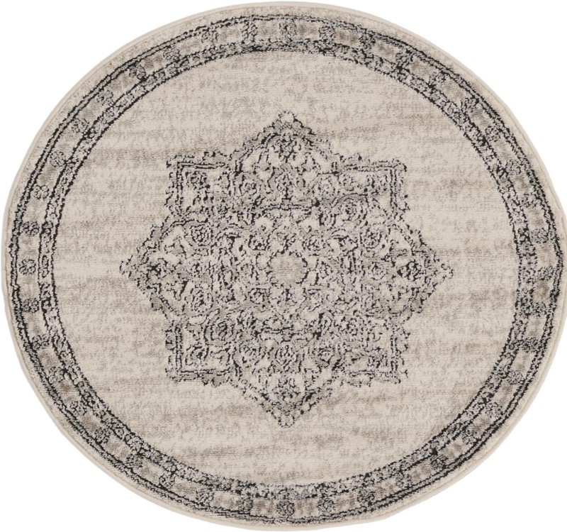 3' 3 x 3' 3 Wade · Medallion rug, ivory and gray