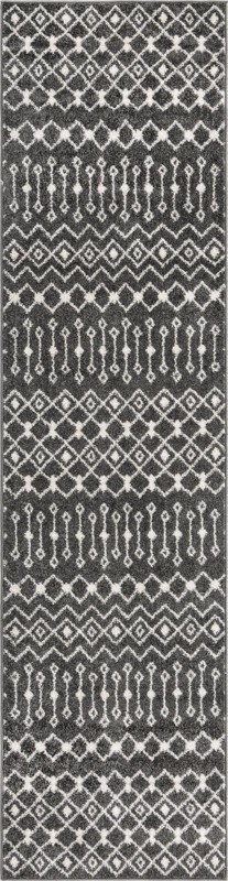 2' 7 x 10' Boswell · Geometric tribal rug, dark gray and ivory