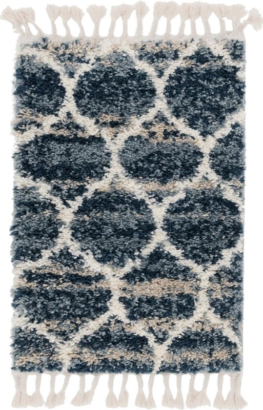Everett · Lattice shag rug, blue and ivory