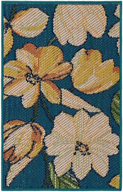 Lyndon · Floral / botanical Outdoor Rug, blue