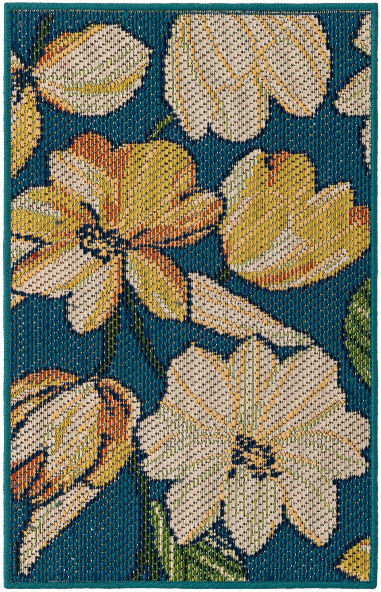 2' x 3' Lyndon · Floral / botanical Outdoor Rug, blue
