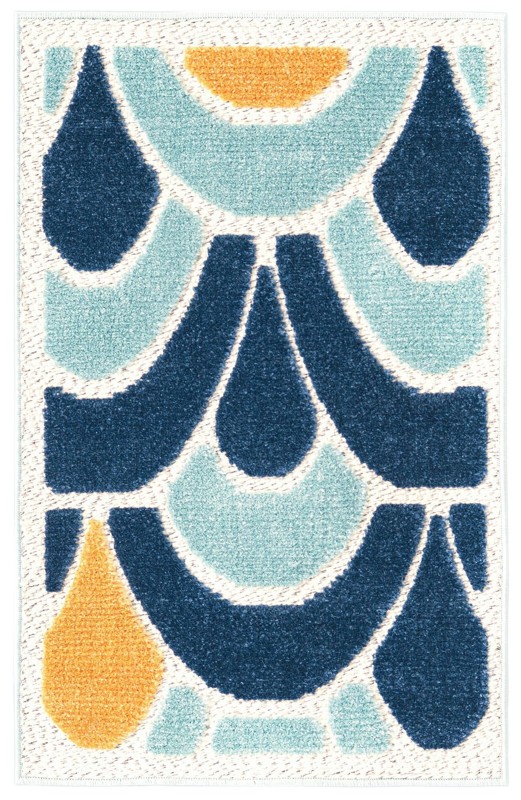 2' x 3' Skelton · Scallop geometric Outdoor Rug, blue and orange