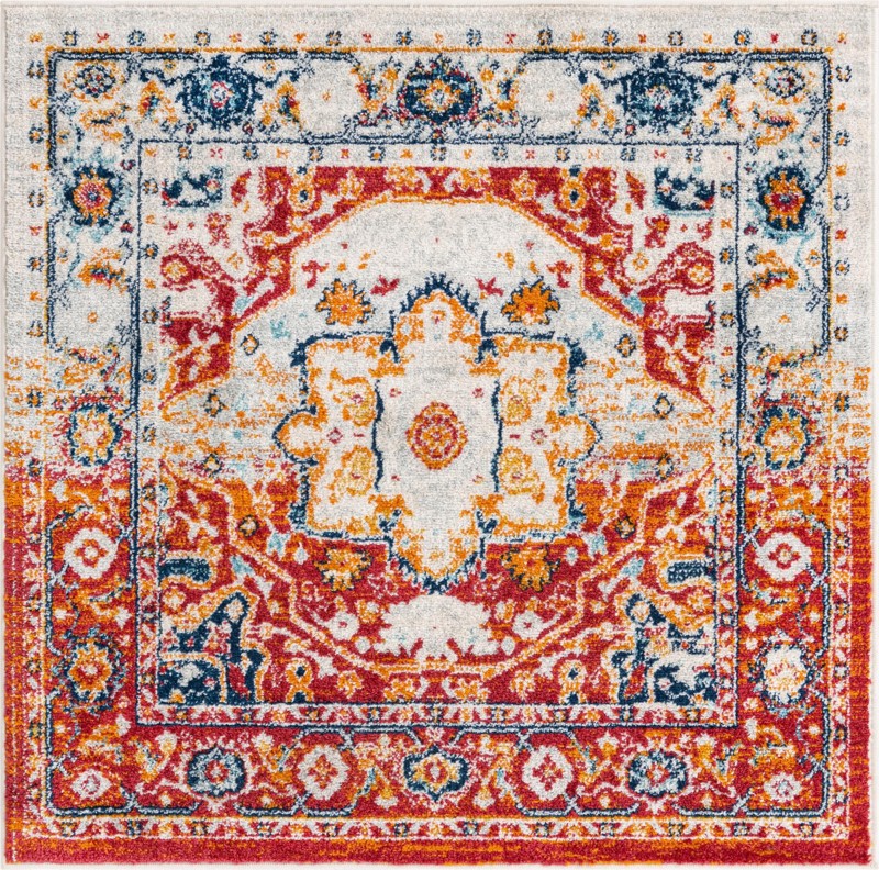 Pierce · Medallion rug, rust and navy