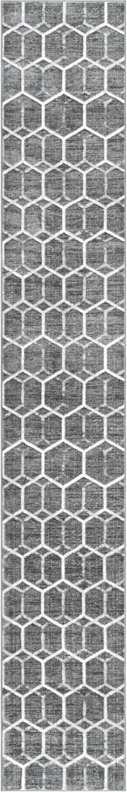2' 7 x 16' 5 Babcock · Geometric rug, grey