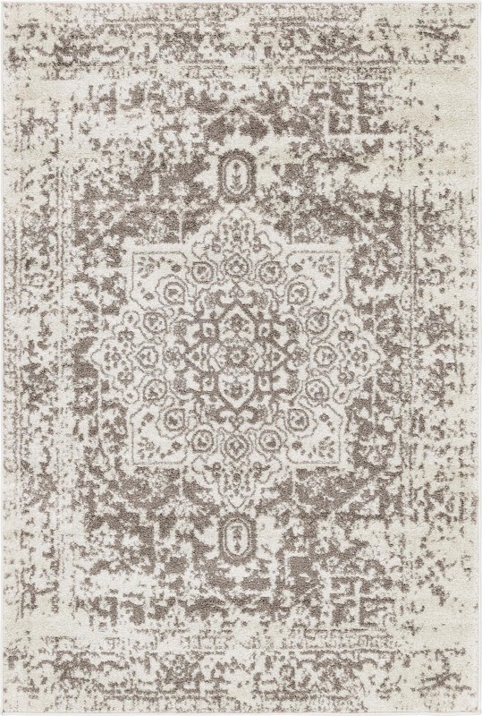4' x 6' Birch · Border rug, white