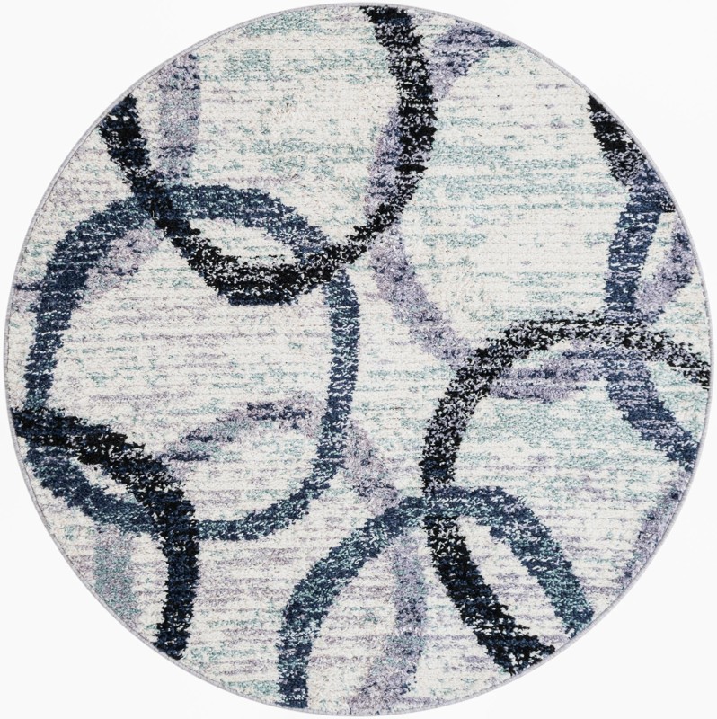 Rayner · Abstract circles rug, ivory and blue