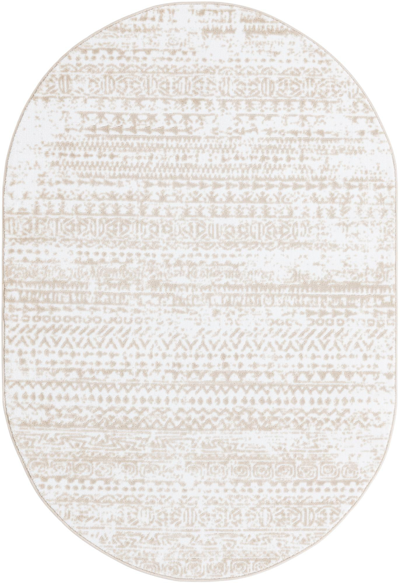 4' x 6' Gleason · Tribal geometric rug, snow white and beige
