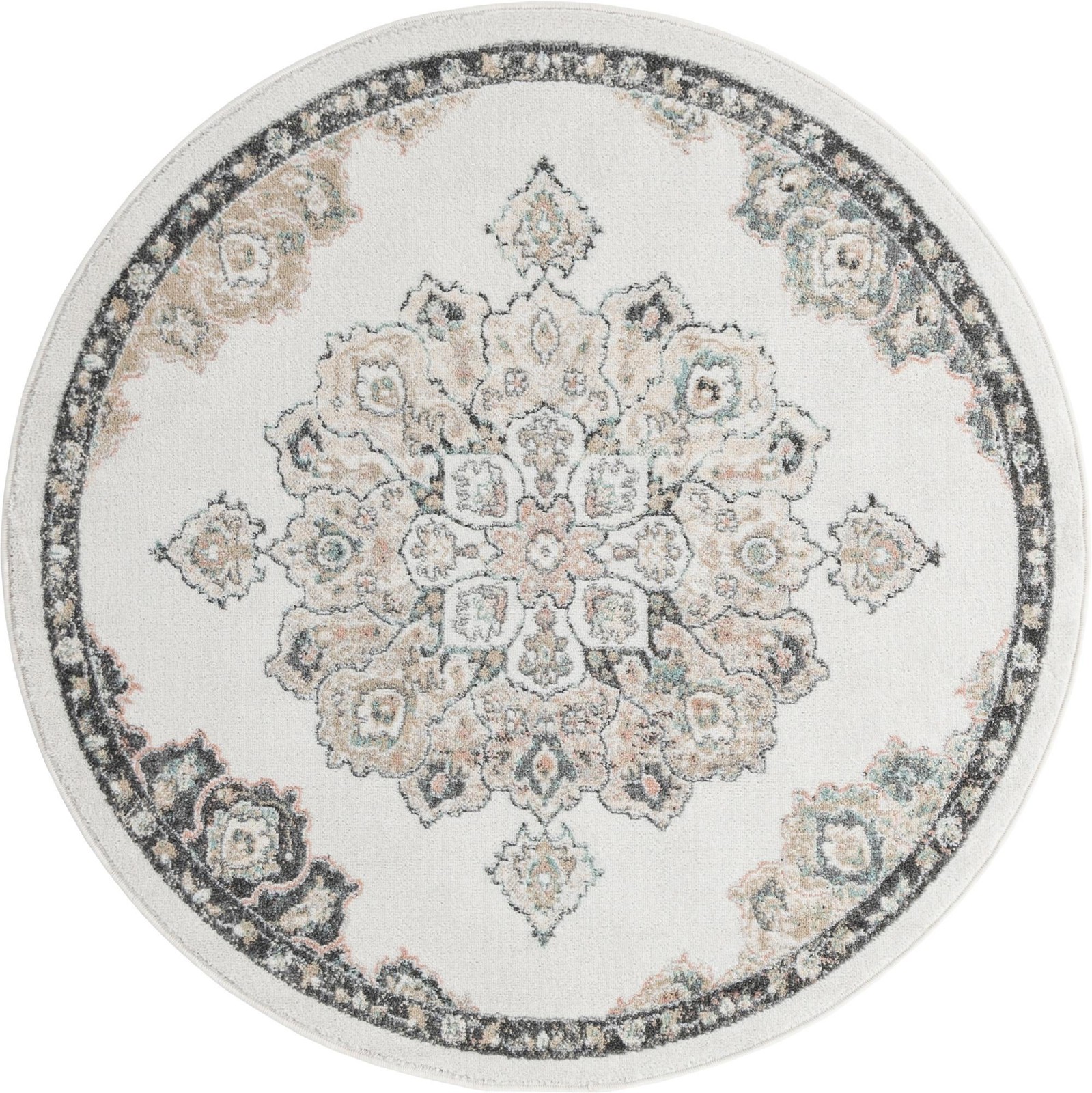5' x 5' Nettle · Border rug, ivory