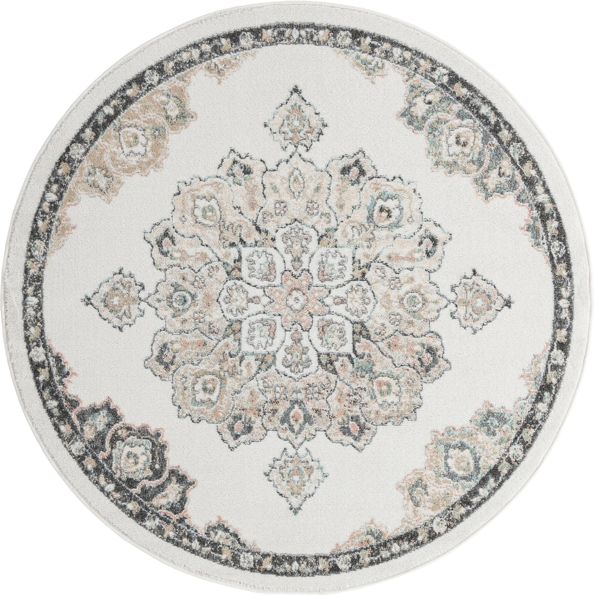 5' x 5' Nettle · Border rug, ivory