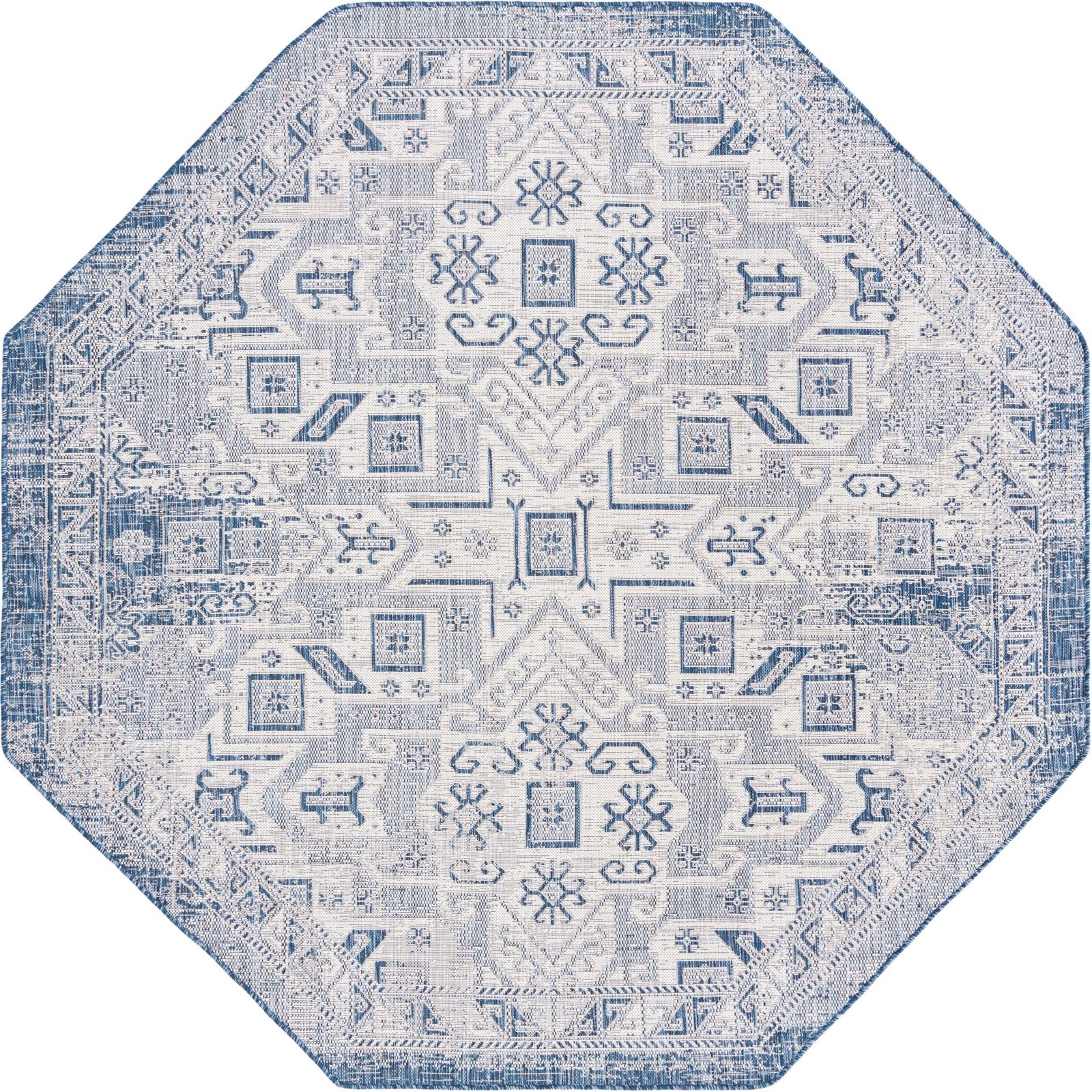 7' 10 x 7' 10 Estuary · Border Outdoor Rug, blue