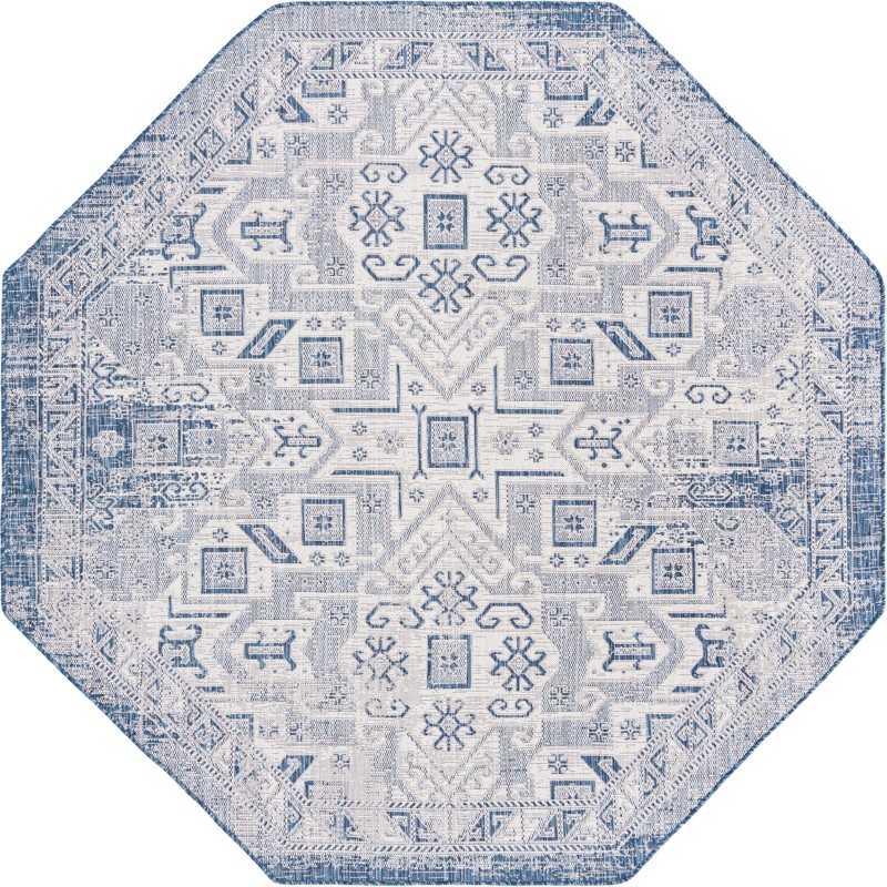 7' 10 x 7' 10 Estuary · Border Outdoor Rug, blue