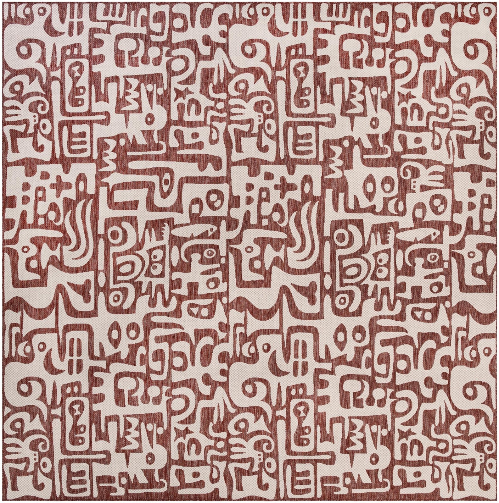 13' x 13' Hungerford · Abstract Outdoor Rug, rust red