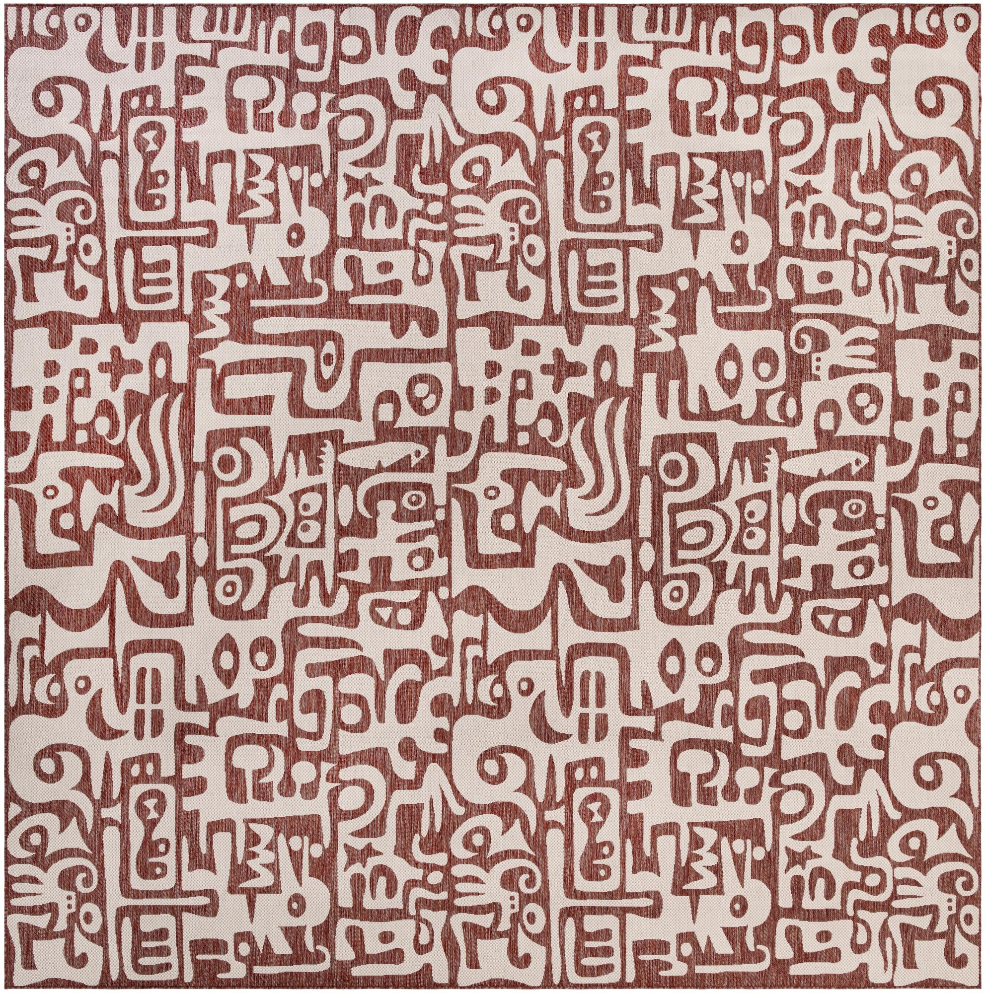 13' x 13' Hungerford · Abstract Outdoor Rug, rust red