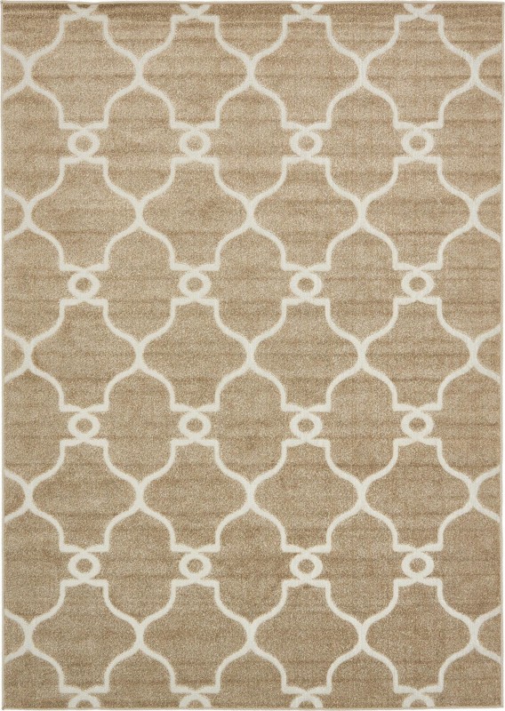 7' x 10' Racine · Lattice Outdoor Rug, light brown and beige