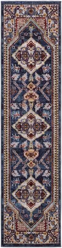 2' x 8' Murray · Border Washable Rug, navy blue