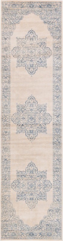 Lark · Medallion rug, beige and blue