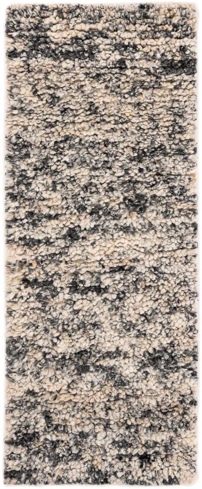 2' x 5' 1 Powell · Abstract Wool Shag Rug, salt and pepper