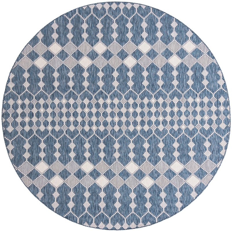 10' x 10' Ramsden · Lattice Outdoor Rug, blue and ivory