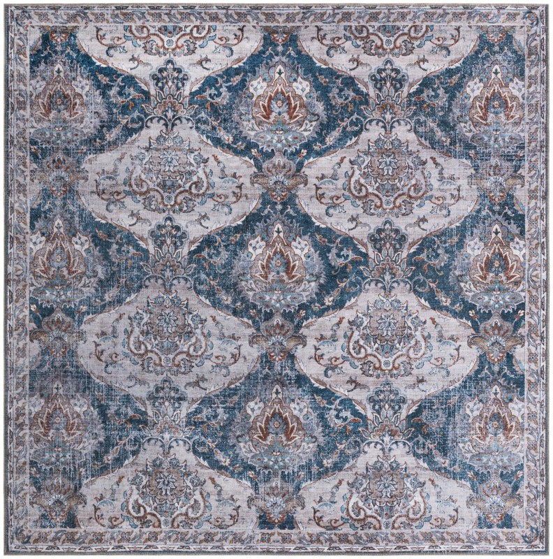 McCall · Damask rug, blue and ivory