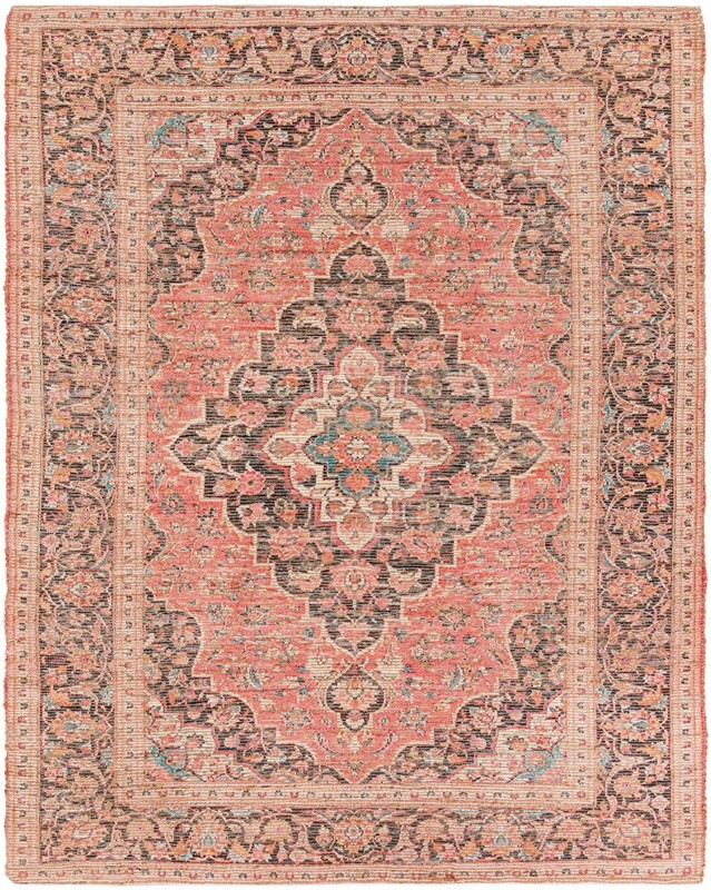 Malone · Persian medallion rug, coral and black