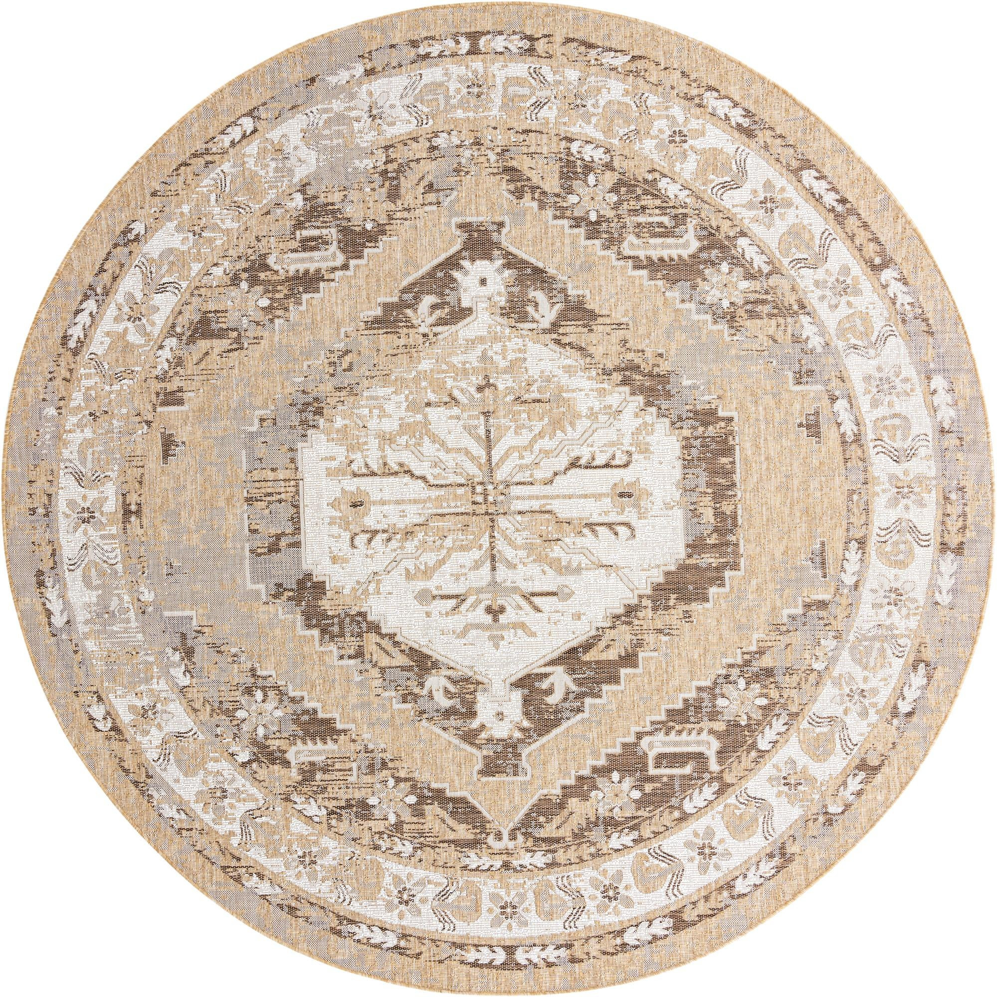 10' x 10' Wylie · Medallion Outdoor Rug, natural and brown