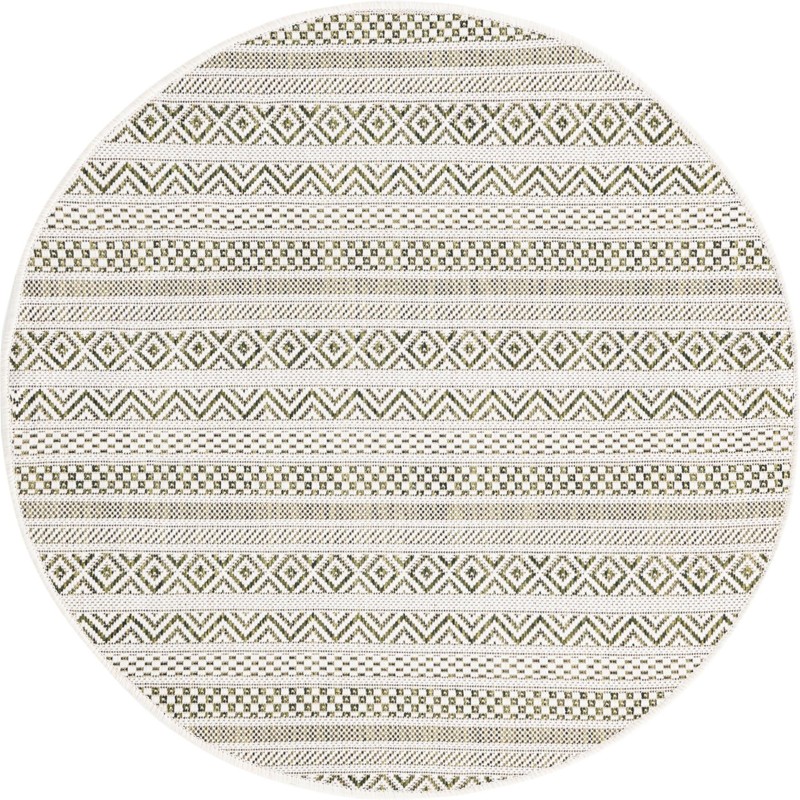 3' x 3' Merlin · Geometric Outdoor Rug, green
