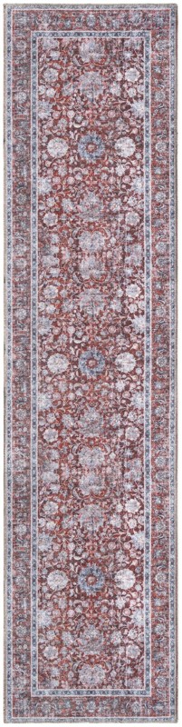2' x 8' Bertie · Vintage floral rug, red and ivory