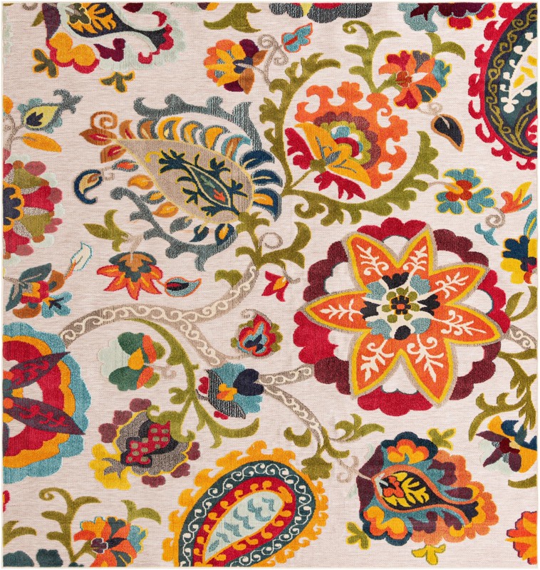 10' x 10' Woolley · Floral / botanical Outdoor Rug, multi beige
