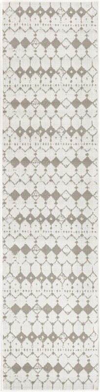 2' x 8' Stowe · Geometric diamond Outdoor Rug, ivory and gray