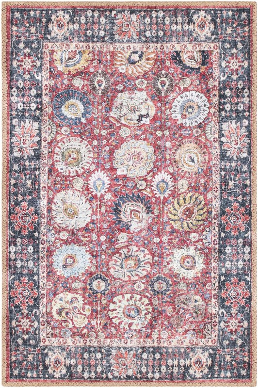 Barlow · Border Washable Rug, vintage red
