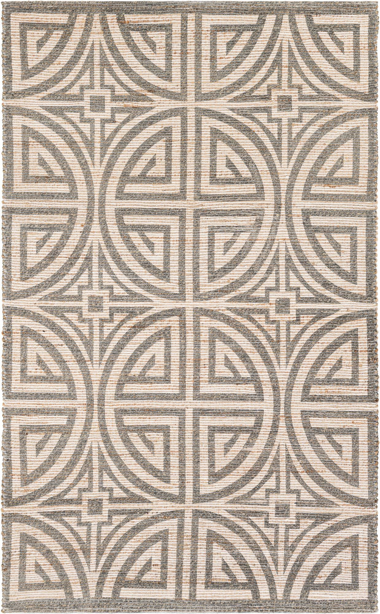 5' 1 x 8' Pasco · Geometric rug, gray and ivory