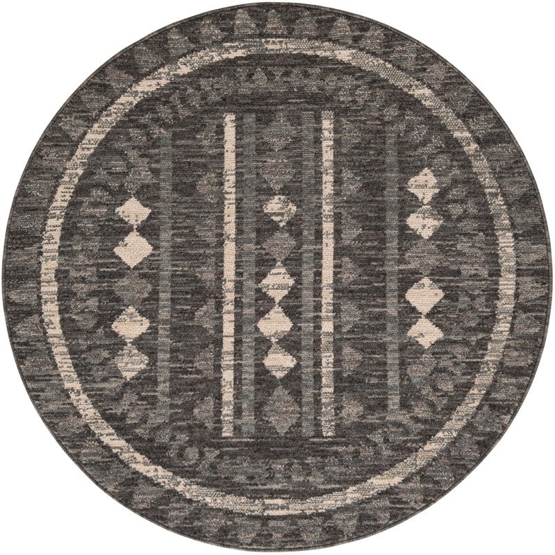 Kearny · Geometric diamond rug, charcoal and ivory