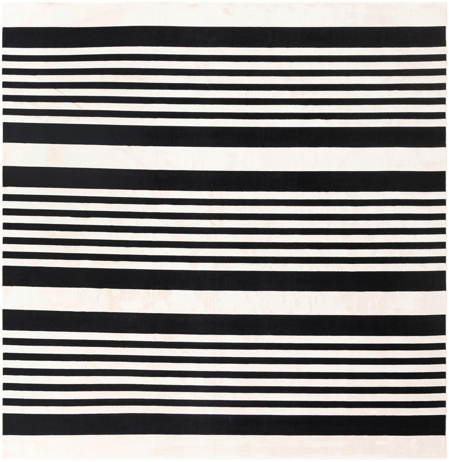 9' 10 x 9' 10 Fern · Striped rug, black and white