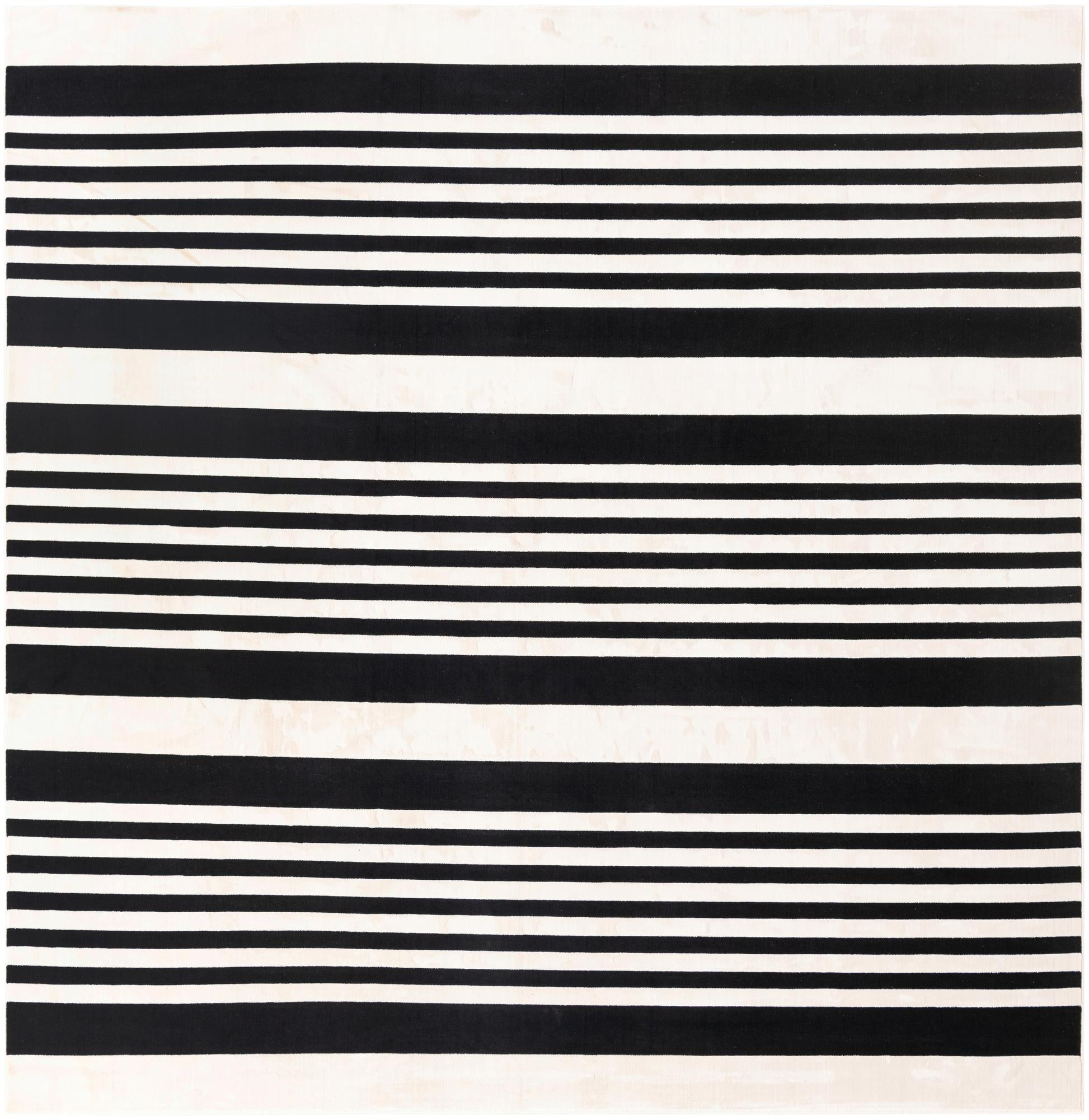 9' 10 x 9' 10 Fern · Striped rug, black and white