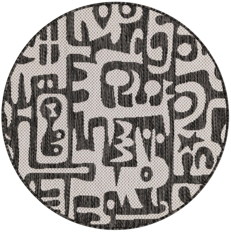 3' x 3' Hungerford · Abstract Outdoor Rug, black and white