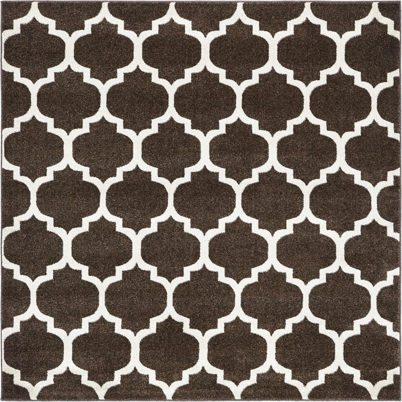 6' x 6' Arkwright · Trellis rug, chocolate brown and beige