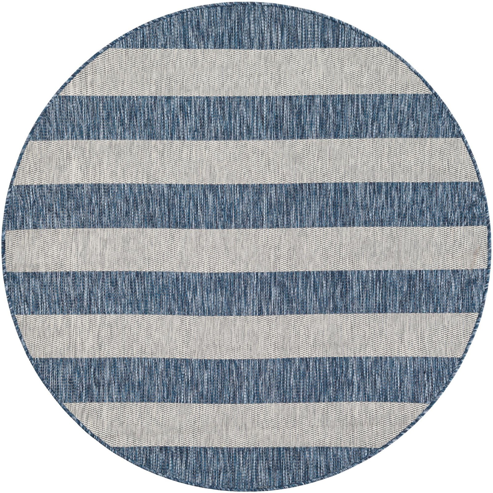 5' 3 x 5' 3 Dahlia · Striped Outdoor Rug, blue and gray