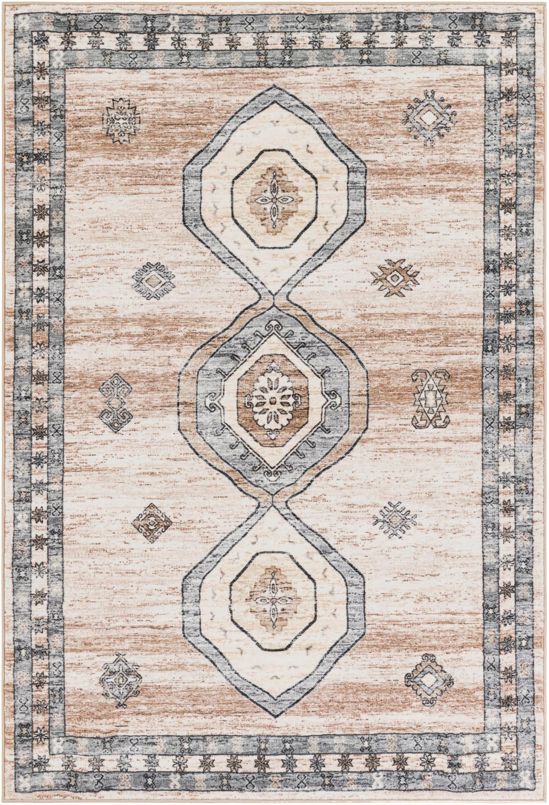 5' 3 x 7' 9 Eldridge · Border rug, ivory and beige