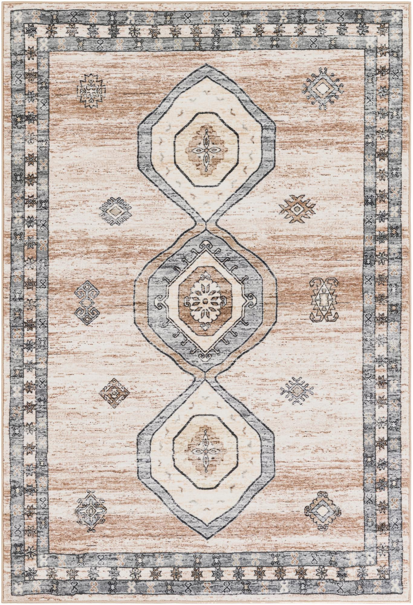 5' 3 x 7' 9 Eldridge · Border rug, ivory and beige