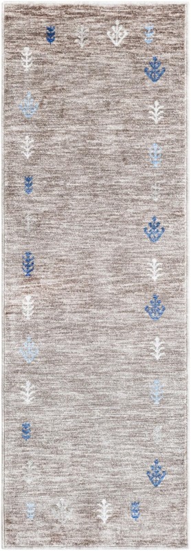 2' x 6' 1 Putnam · Border rug, gray brown