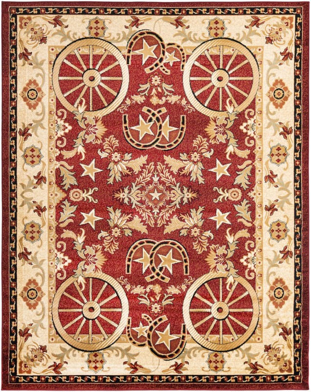 7' 10 x 10' Tabor · Border rug, red