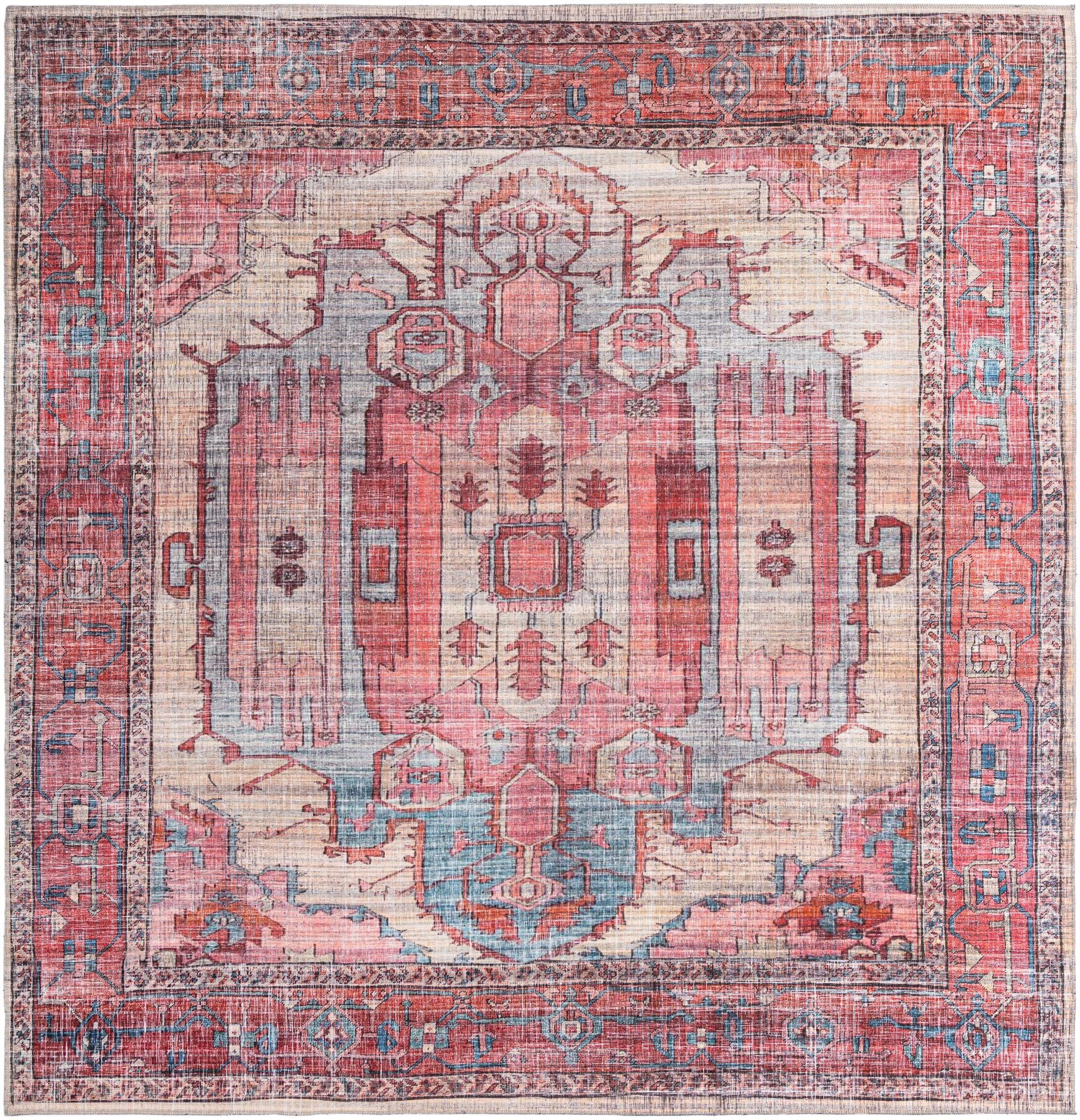 10' 6 x 10' 6 Luther · Medallion Washable Rug, red and blue